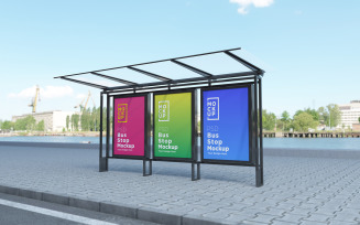 Bus Stop with 3 Sign product mockup