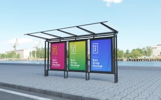 Bus Stop with 3 Sign product mockup
