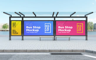 Bus Stop with Three Signage product mockup