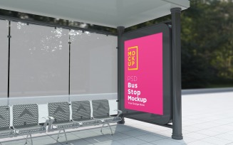 City Bus Stop Billboard advertisement signage product mockup