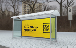 City Bus Stop Shelter Signage advertising product mockup