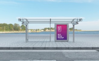 City Bus Stop Sign advertisement product mockup