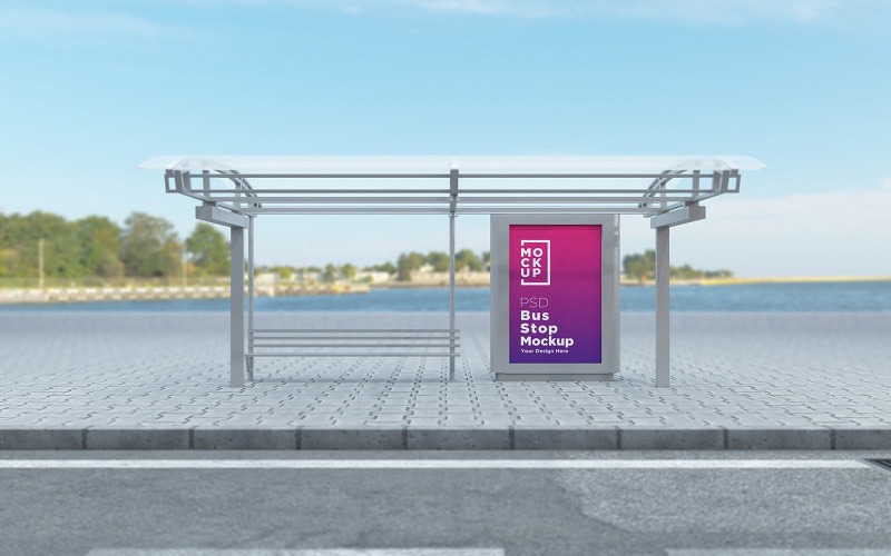 City Bus Stop Sign advertisement product mockup Product Mockup