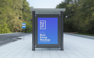 City Bus Stop Sign advertising sign product mockup