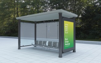 City Bus Stop Sign advertising signage product mockup
