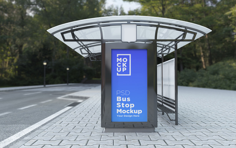 City Bus Stop Signage advertisement product mockup Product Mockup