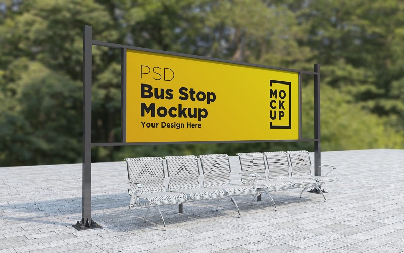 City Bus Stop Signage advertising product mockup Product Mockup