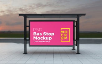 Evening View Bus Stop billboard product mockup