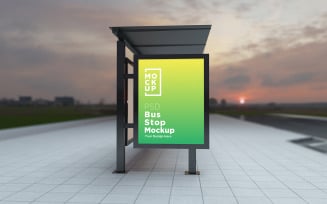 Evening View Bus Stop sign product mockup