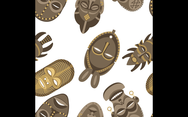 African Masks Pattern - Illustration