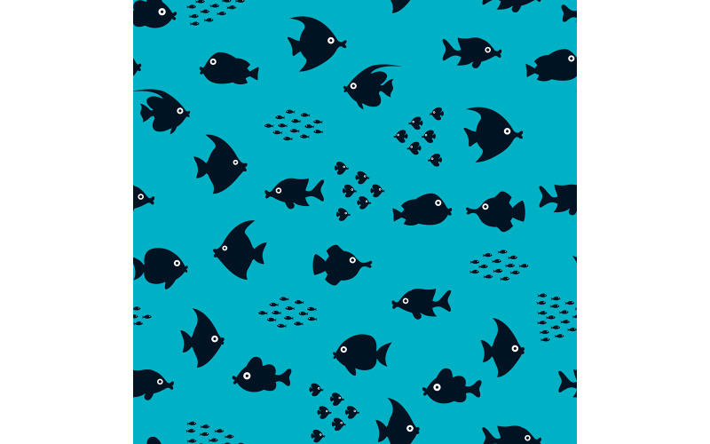 Cartoon Fish Silhouette Pattern - Illustration