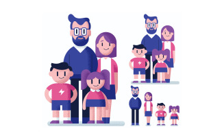 Family Flat Design - Illustration