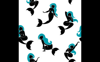 Mermaid Silhouette Pattern - Illustration