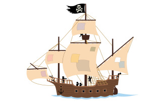 Pirate Ship on White - Illustration