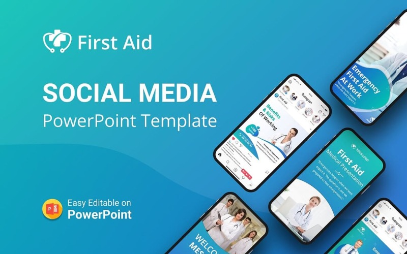 Medical First Aid Social Media PowerPoint template PowerPoint Template