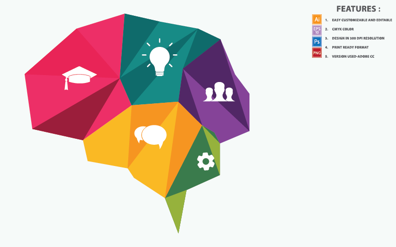 Brain Polygon Vector Element Infographic