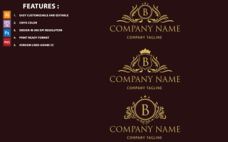 Golden B Letter Luxury Vector Design Logo Template