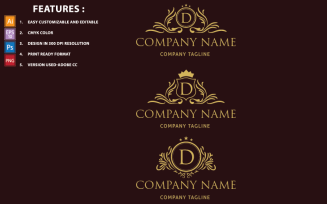 Golden D Letter Luxury Vector Design Logo Template