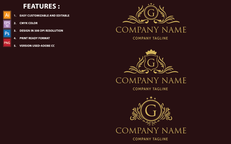 Golden G Letter Luxury Vector Design Logo Template