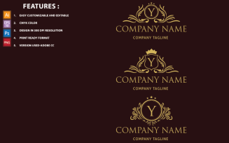 Golden Y Letter Luxury Vector Design Logo Template