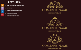 Golden Z Letter Luxury Vector Design Logo Template