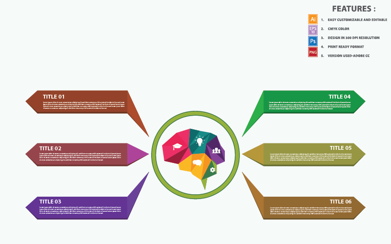 Modern Brain Design Concept Infographic Elements