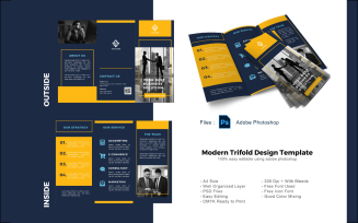 Blue Business Corp Trifold Brochure PSD Template