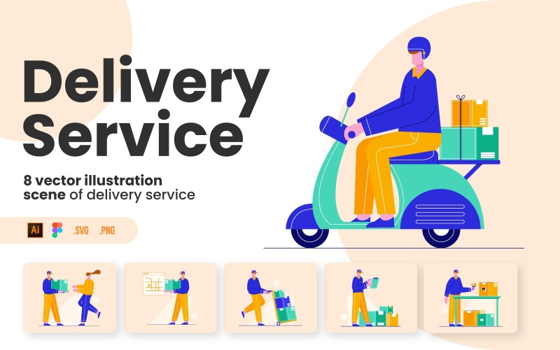 Delivery Service Flat Pack - Illustration