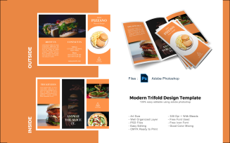 Pizza Restaurant Trifold Brochure PSD Template