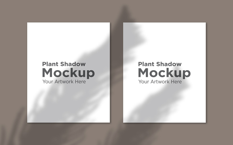 Two A4 Frame Mockup With Leaf Shadow Background product mockup Product Mockup
