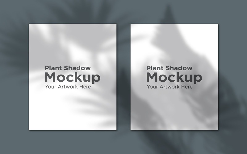 Two frame Mockup with Overlays Leaf Shadow Background product mockup Product Mockup
