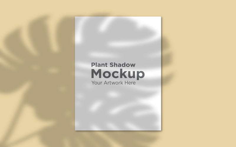 Empty Vertical Frame Mockup with monstera Leaf Shadow Background product mockup Product Mockup