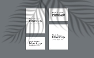 Four Frame Mockup With palm leaf Shadow Background Template product mockup