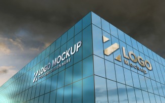 Golden Logo Mockup 3D Sign Building façade product mockup