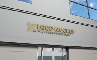 Golden Logo Mockup 3D Sign Building product mockup