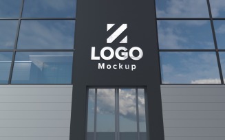 Golden Logo Mockup 3D Sign façade Black Building product mockup