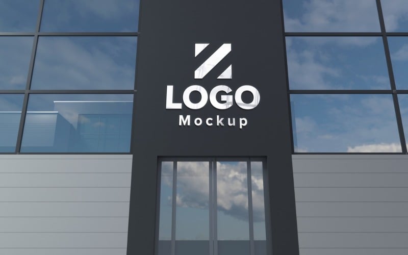 Golden Logo Mockup 3D Sign façade Black Building product mockup Product Mockup