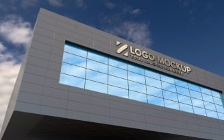 Golden Logo Mockup Elegant 3D Sign Black Building façade product mockup