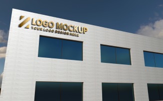 Golden Logo Mockup Sign façade Building product mockup