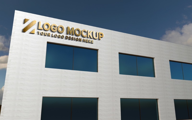 Golden Logo Mockup Sign façade Building product mockup Product Mockup