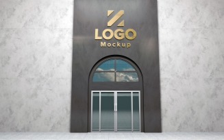Golden Steel Logo Mockup Store Sign façade product mockup