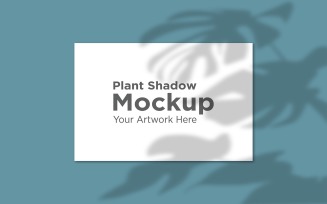 Landscape Empty Frame Mockup with Monstera leaf Shadow Background product mockup