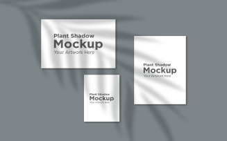 Landscape Empty Frame Mockup with palm leaves Shadow Gray Color Background product mockup