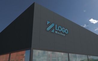 Logo Mockup 3D Sign Black façade Building product mockup