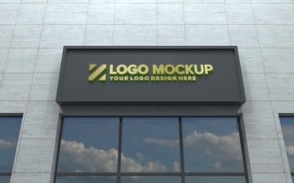 Logo Mockup 3D Sign façade Building product mockup