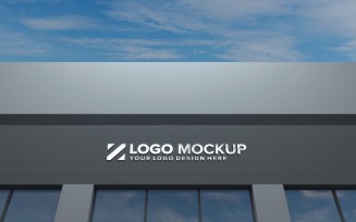 Steel Logo Mockup 3D Sign Black Building product mockup
