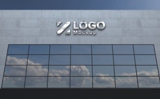 Steel Logo Mockup 3D Sign Building product mockup