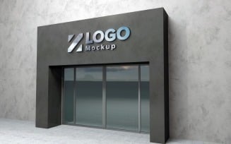 Steel Logo Mockup 3D Sign Elegant Building product mockup