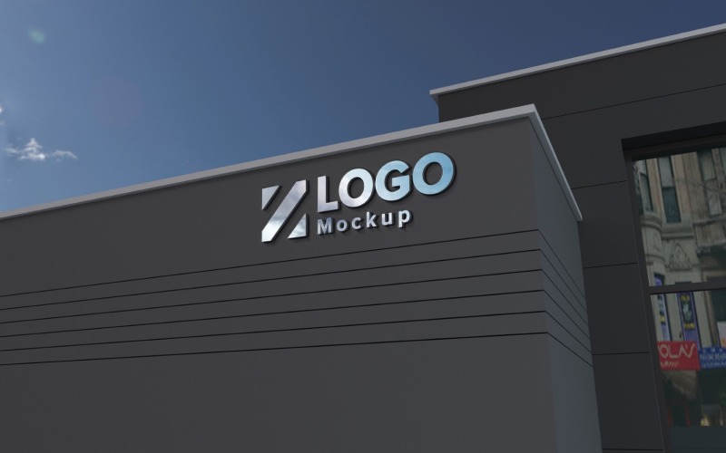Steel Logo Mockup 3D Sign façade Black Building product mockup Product Mockup