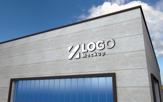 Steel Logo Mockup 3D Sign façade on Building product mockup